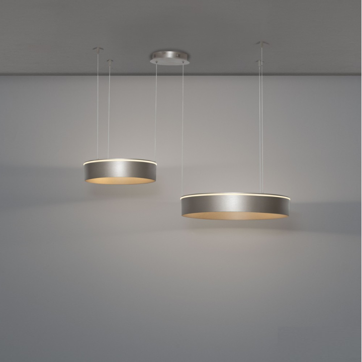 LUCES OLIVIA lampa wisząca LED 2 ringi CCT 2700K-4000K beż, brąz, szary