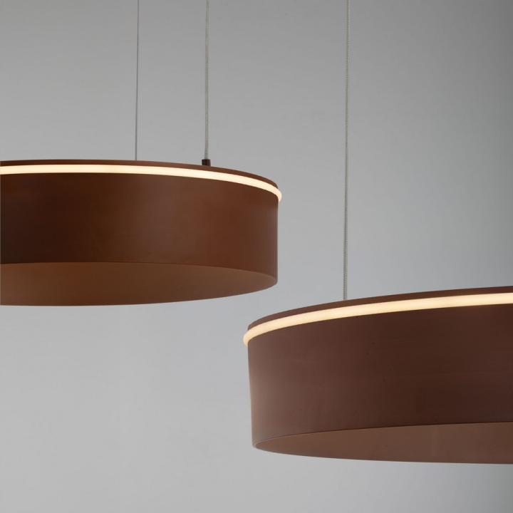 LUCES OLIVIA lampa wisząca LED 2 ringi CCT 2700K-4000K beż, brąz, szary