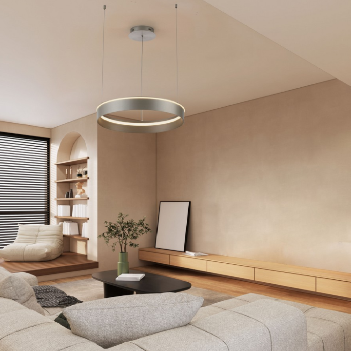 LUCES OLIVIA lampa wisząca LED 40-80cm beż brąz szary CCT 2700K-4000K