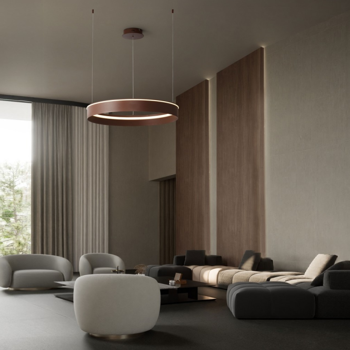 LUCES OLIVIA lampa wisząca LED 40-80cm beż brąz szary CCT 2700K-4000K