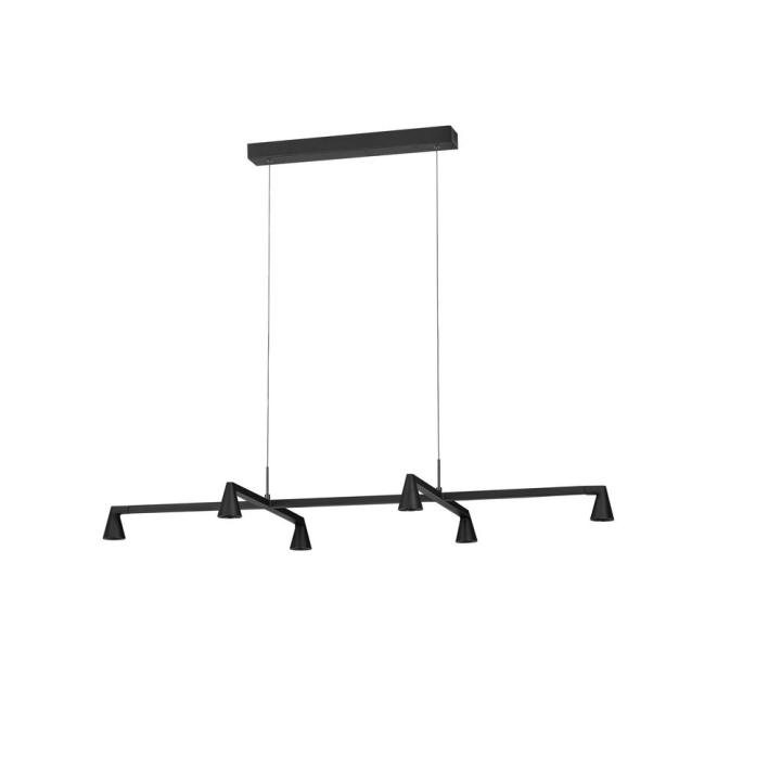 LUCES RIVO czarna lampa wisząca LED z 6 punktami, długość 110cm, 3000K
