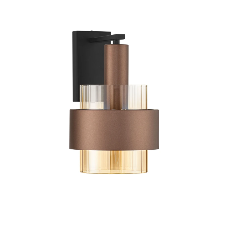 LUCES SERENA elegant wall lamp &ndash; bronze, black, amber glass, 1xE27