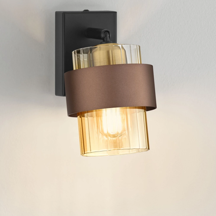 LUCES SERENA adjustable wall lamp &ndash; bronze, black, amber glass, 1xE27
