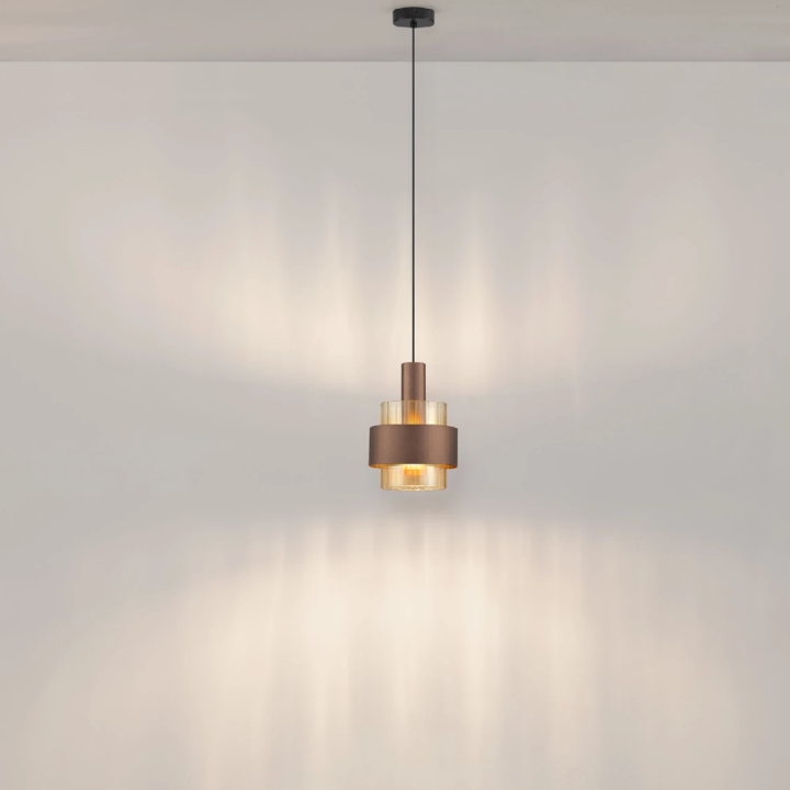 LUCES SERENA lampa wisząca brąz, czarny, szkło bursztynowe E27