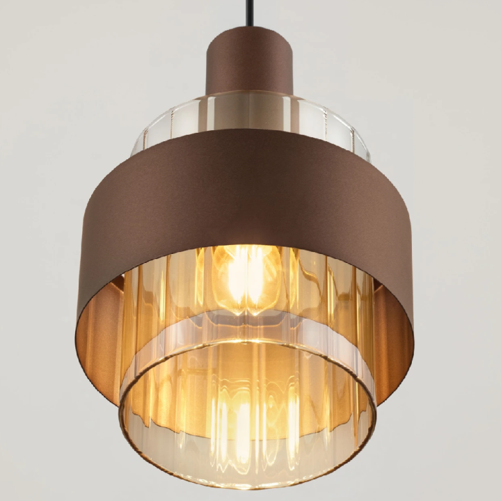 LUCES SERENA lampa wisząca brąz, czarny, szkło bursztynowe E27
