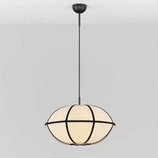 LUCES BRERA elegancka lampa wisząca 1xE27 lniana beżowo-czarna 45cm