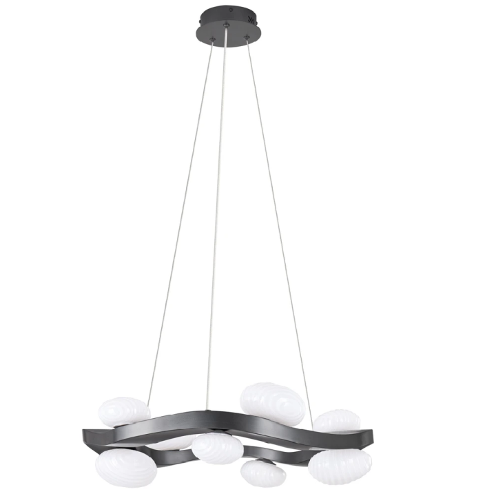 LUCES SEVERO okrągła lampa wisząca LED 60cm ze stali i opalowego szkła