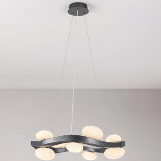 LUCES SEVERO round LED pendant lamp, 60cm made of steel and opal glass