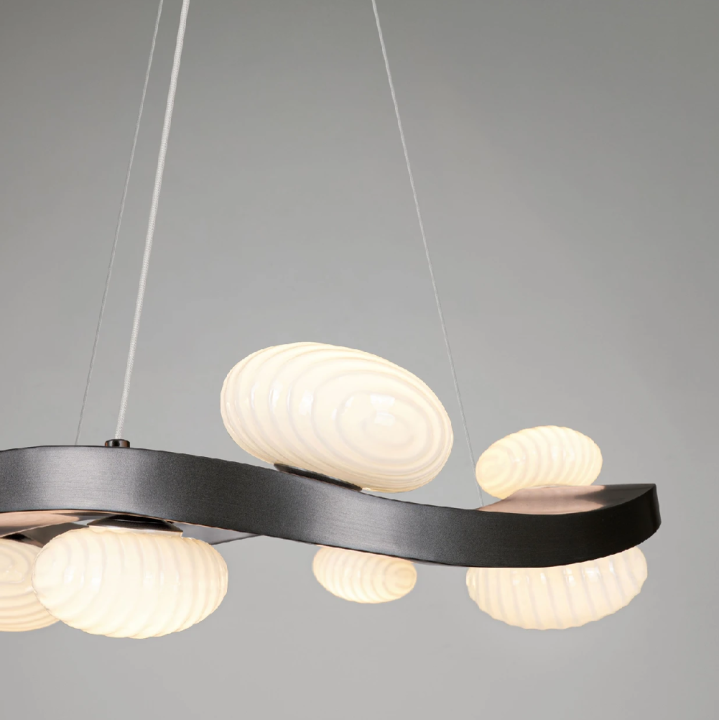 LUCES SEVERO okrągła lampa wisząca LED 60cm ze stali i opalowego szkła