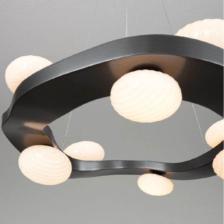 LUCES SEVERO okrągła lampa wisząca LED 60cm ze stali i opalowego szkła