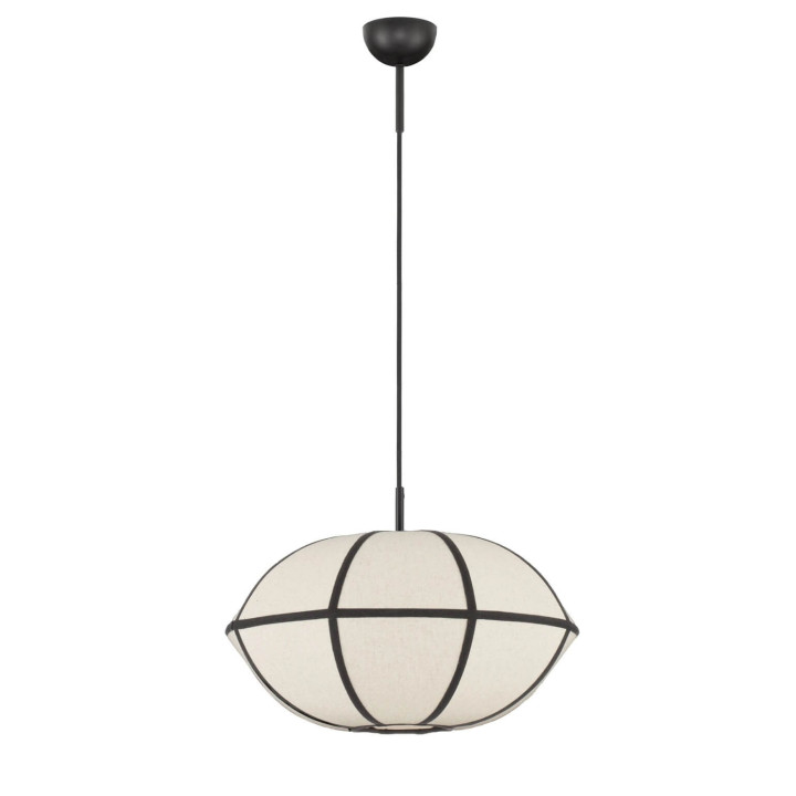 LUCES BRERA elegancka lampa wisząca 1xE27 lniana beżowo-czarna 45cm