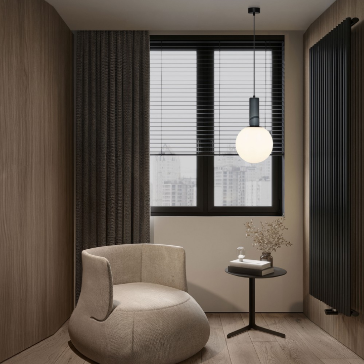 LUCES SPAZIO lampa wisząca z opalową kulą 25cm i detalem z porcelany