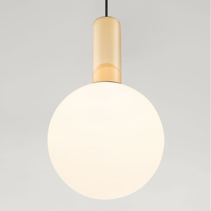 LUCES SPAZIO lampa wisząca z opalową kulą 25cm i detalem z porcelany