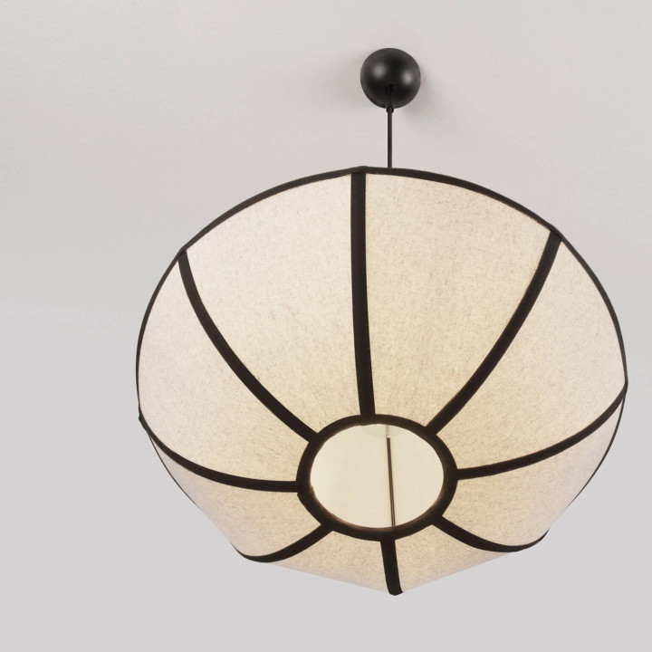 LUCES BRERA elegant pendant light LED 1xE27 beige and black linen 45cm