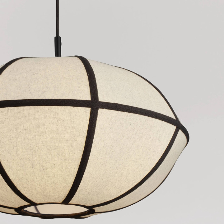 LUCES BRERA elegancka lampa wisząca 1xE27 lniana beżowo-czarna 45cm