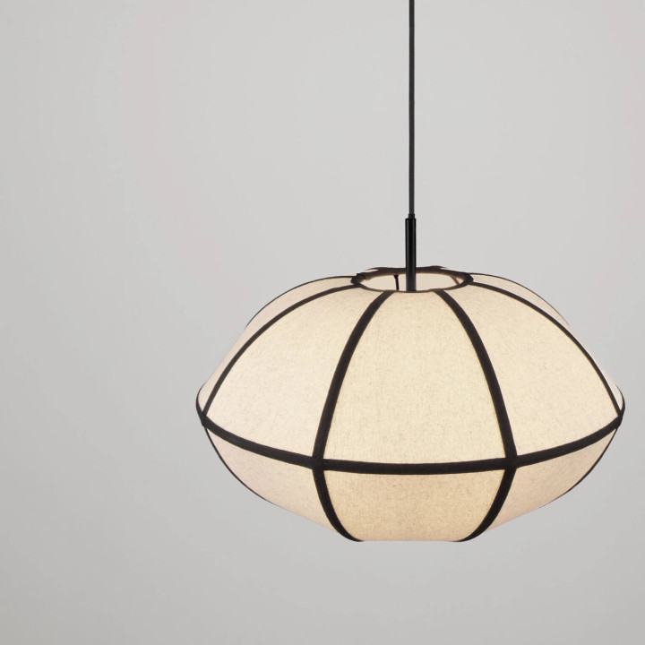 LUCES BRERA elegancka lampa wisząca 1xE27 lniana beżowo-czarna 45cm