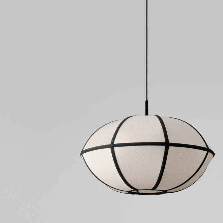 LUCES BRERA elegancka lampa wisząca 1xE27 lniana beżowo-czarna 45cm