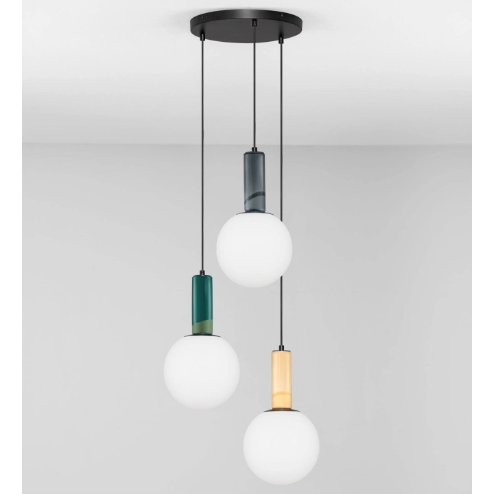 SPAZIO kolorowa lampa wisząca &Oslash;46cm 3 białe kule 20cm LED E27