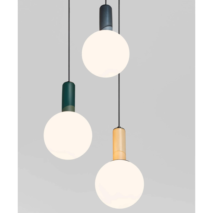 SPAZIO colourful pendant light &Oslash;46cm with 3 white 20cm globes, E27 LED