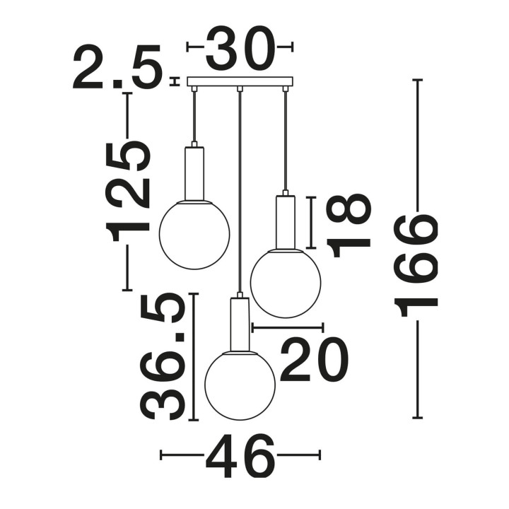 SPAZIO kolorowa lampa wisząca &Oslash;46cm 3 białe kule 20cm LED E27
