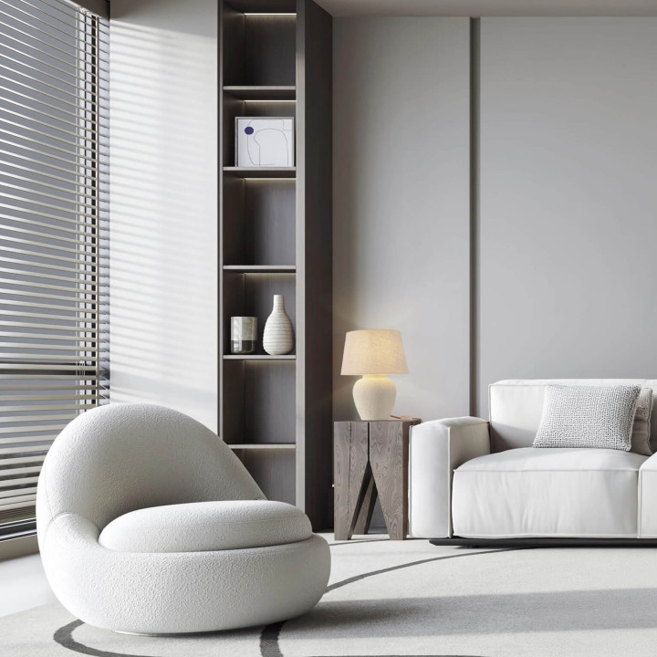 TERO lampa stołowa ceramiczna z lnianym abażurem | Salon LED
