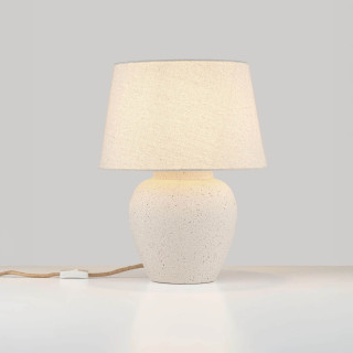 TERO lampa stołowa ceramiczna z lnianym abażurem | Salon LED