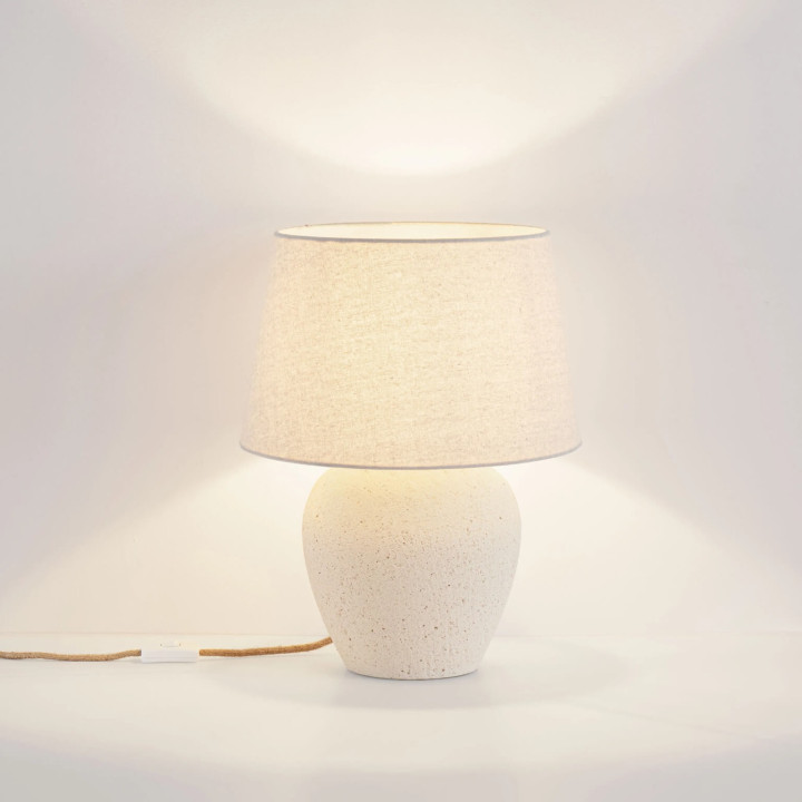 TERO ceramic table lamp with linen shade | Salon LED