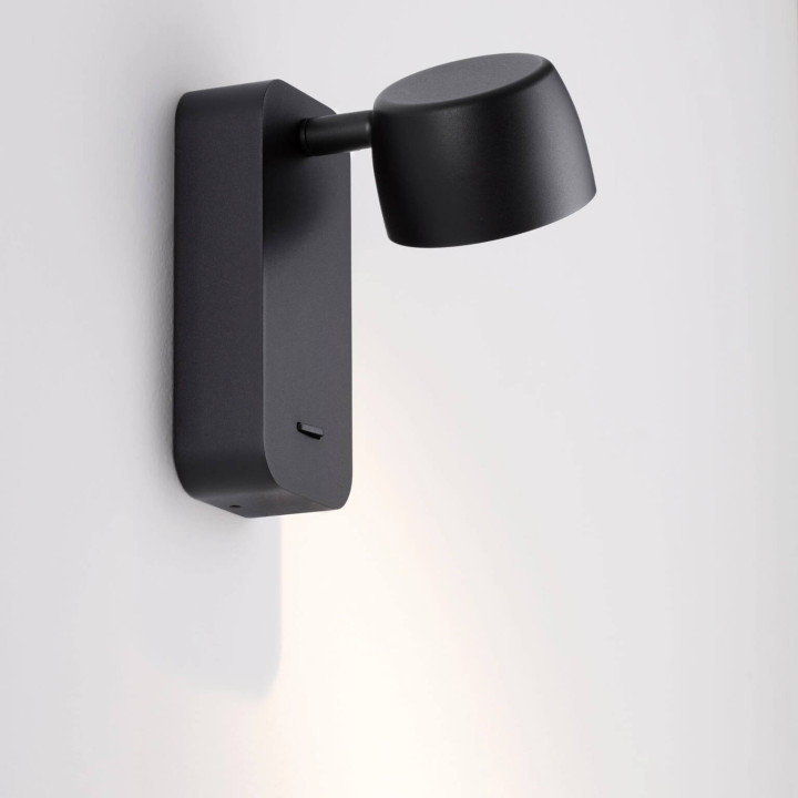 LUCES VIRE adjustable 6W LED wall light with switch, black reading light