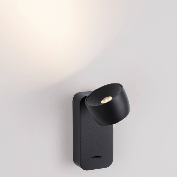LUCES VIRE adjustable 6W LED wall light with switch, black reading light