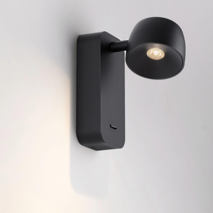 LUCES VIRE adjustable 6W LED wall light with switch, black reading light