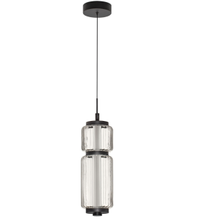 LUCES ALQUERI LE45808 czarna lampa wisząca LED 7W z ryflowanego szkła