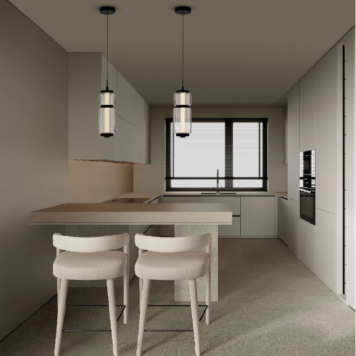 LUCES ALQUERI LE45808 czarna lampa wisząca LED 7W z ryflowanego szkła