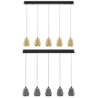 LUCES RORIZNO LE46147/8 lampa wisząca LED 5-punktowa czarna, złota