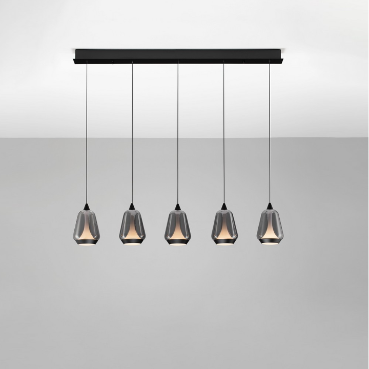 LUCES RORIZNO LE46147/8 lampa wisząca LED 5-punktowa czarna, złota