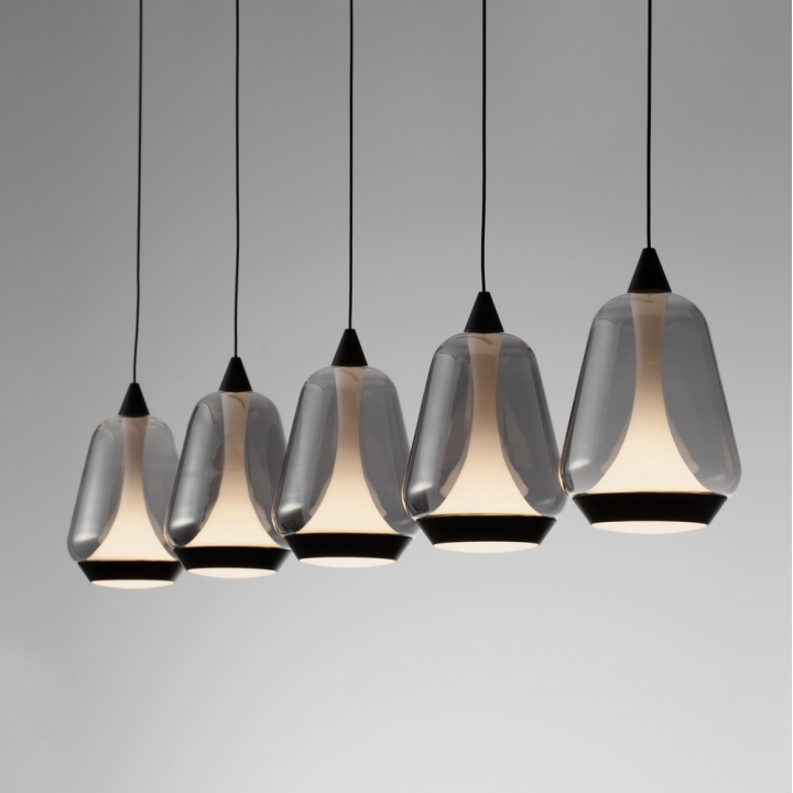 LUCES RORIZNO LE46147/8 lampa wisząca LED 5-punktowa czarna, złota