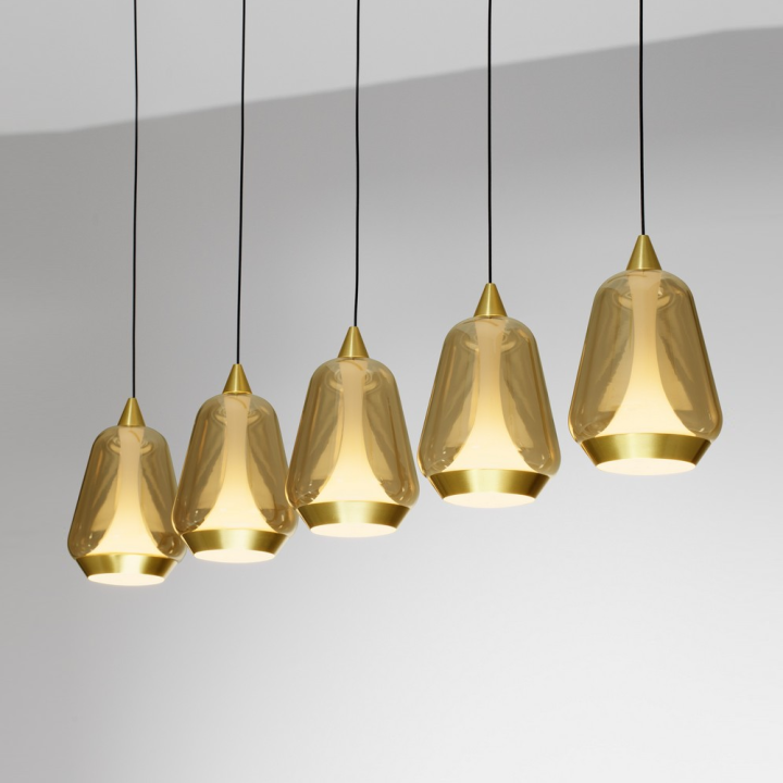 LUCES RORIZNO LE46147/8 lampa wisząca LED 5-punktowa czarna, złota