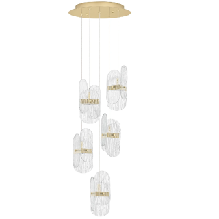 LUCES BOSSOST LE45954/5 lampa wisząca LED 34W złota, ekskluzywne szkło