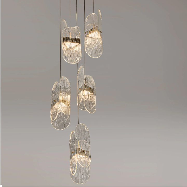 LUCES BOSSOST LE45954/5 lampa wisząca LED 34W złota, ekskluzywne szkło