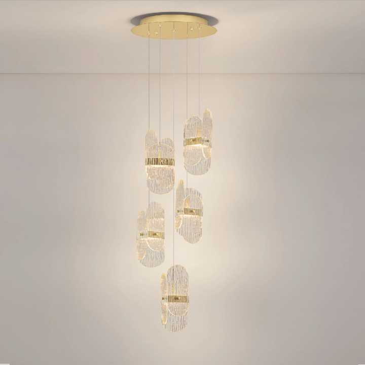 LUCES BOSSOST LE45954/5 34W gold LED pendant lamp, premium glass