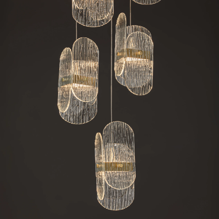 LUCES BOSSOST LE45954/5 lampa wisząca LED 34W złota, ekskluzywne szkło