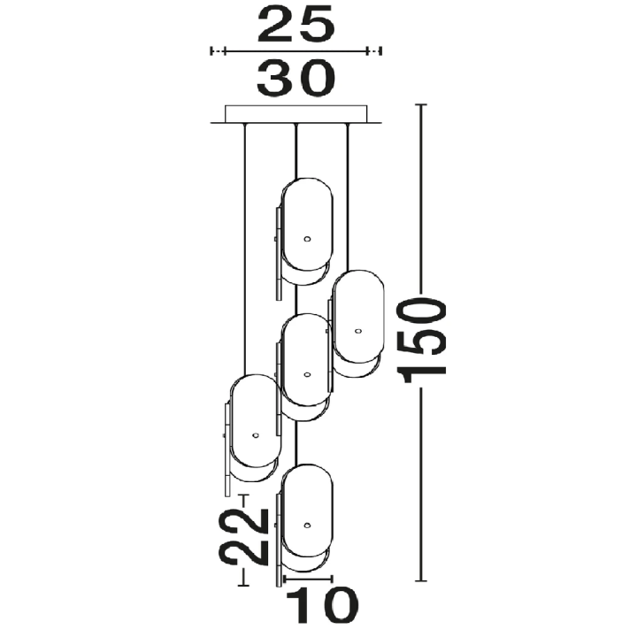 LUCES BOSSOST LE45954/5 lampa wisząca LED 34W złota, ekskluzywne szkło