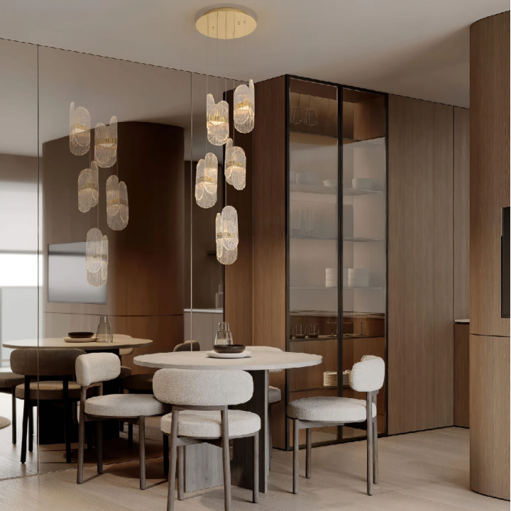 LUCES BOSSOST LE45954/5 34W gold LED pendant lamp, premium glass