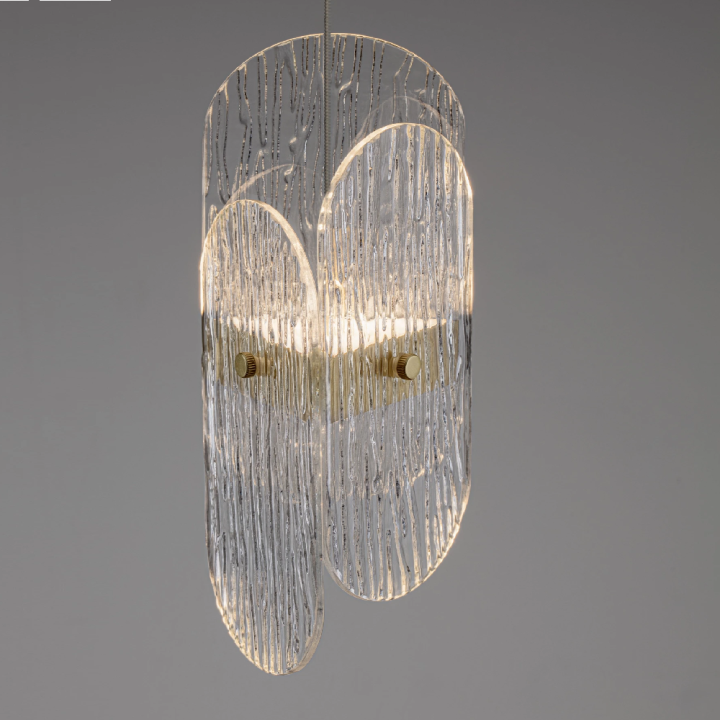 LUCES BOSSOST LE45952/3 złota lampa wisząca LED 9W teksturowane szkło