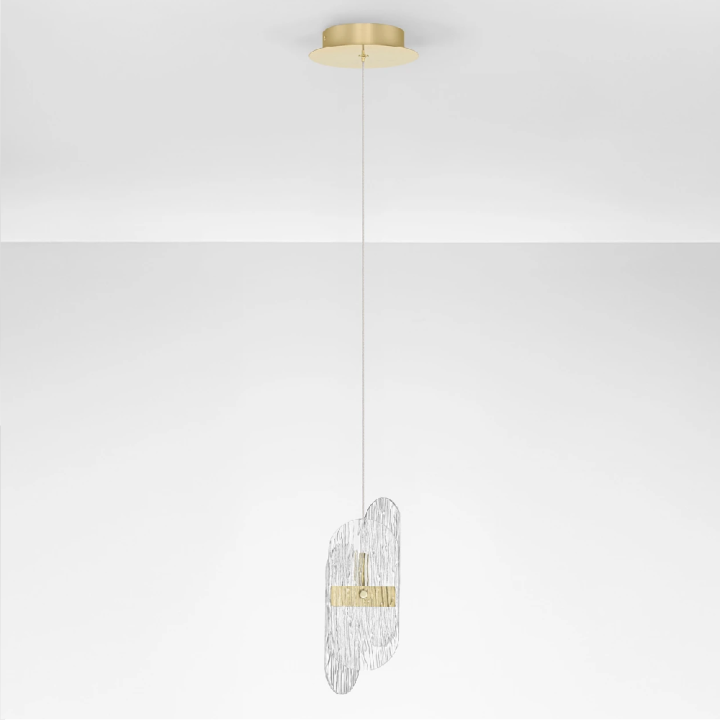 LUCES BOSSOST LE45952/3 złota lampa wisząca LED 9W teksturowane szkło
