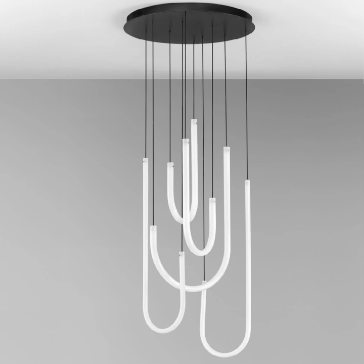 LUCES TABERNAS LE46150 czarna lampa wisząca LED 55W 3000K pięć pętli