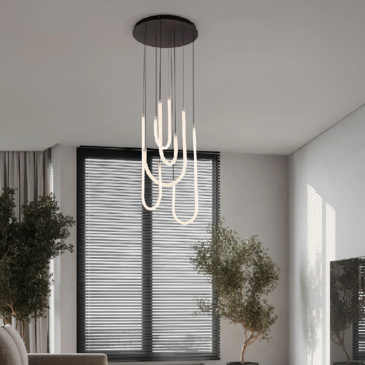 LUCES TABERNAS LE46150 czarna lampa wisząca LED 55W 3000K pięć pętli