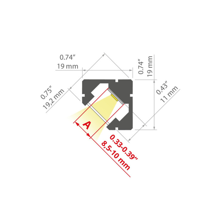Profil led 45 ALU anodized