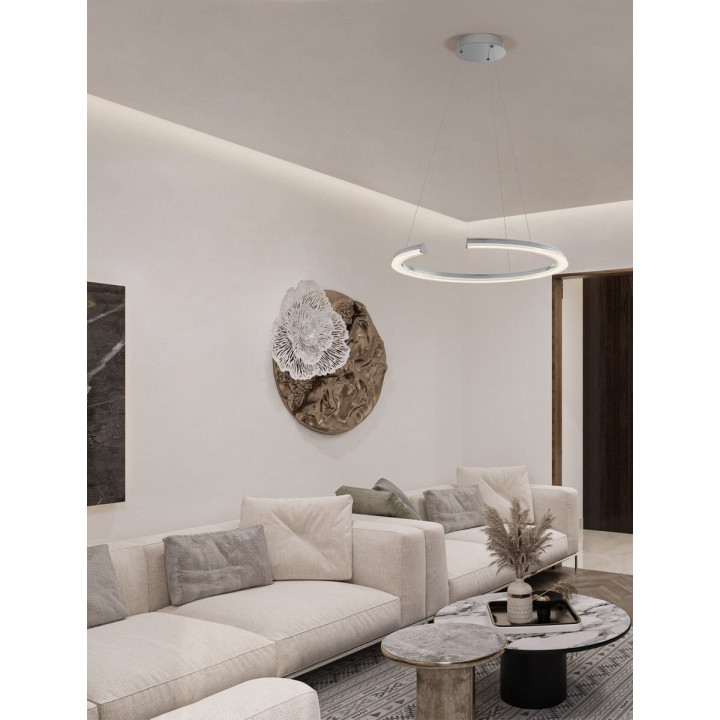LUCES ORINOCO LE46130 large silver ring LED pendant light &Oslash;86cm 3000K