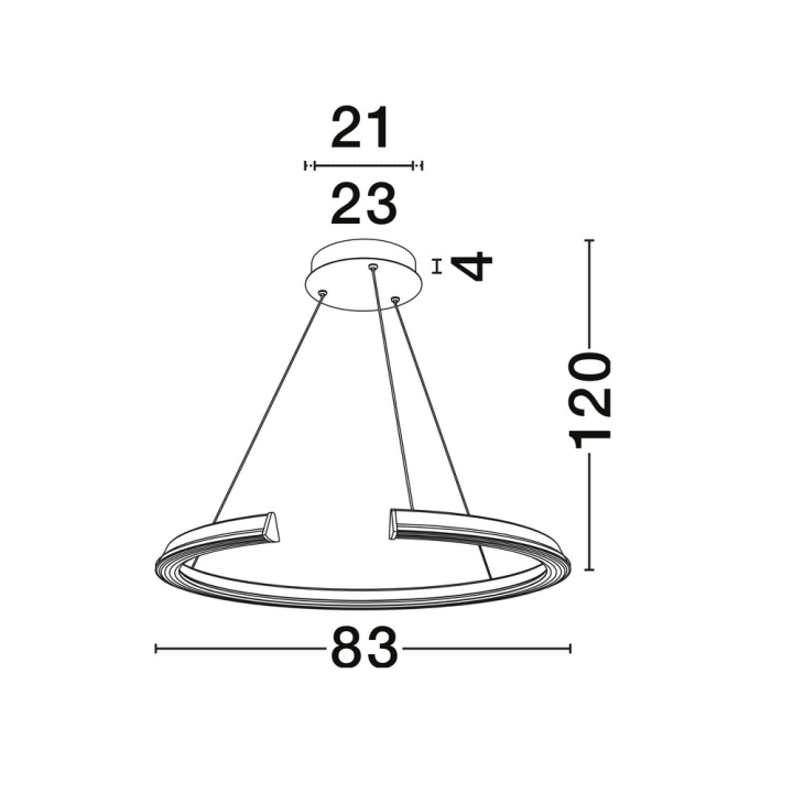 LUCES ORINOCO LE46130 duża lampa wisząca srebrny ring 86cm LED 3000K