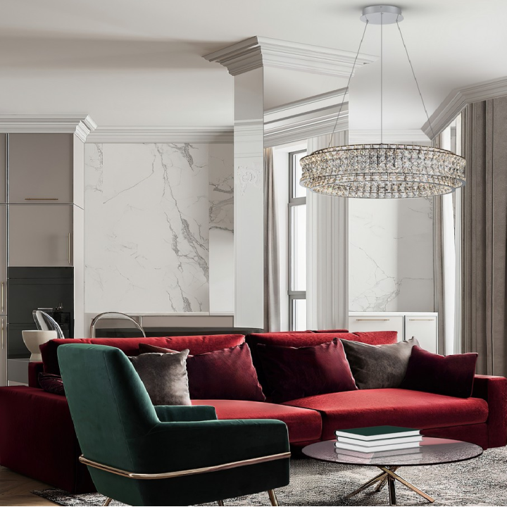 LUCES ARONA LE45864/5/8/9 lampa wisząca LED 3500K kryształ 2 rozmiary